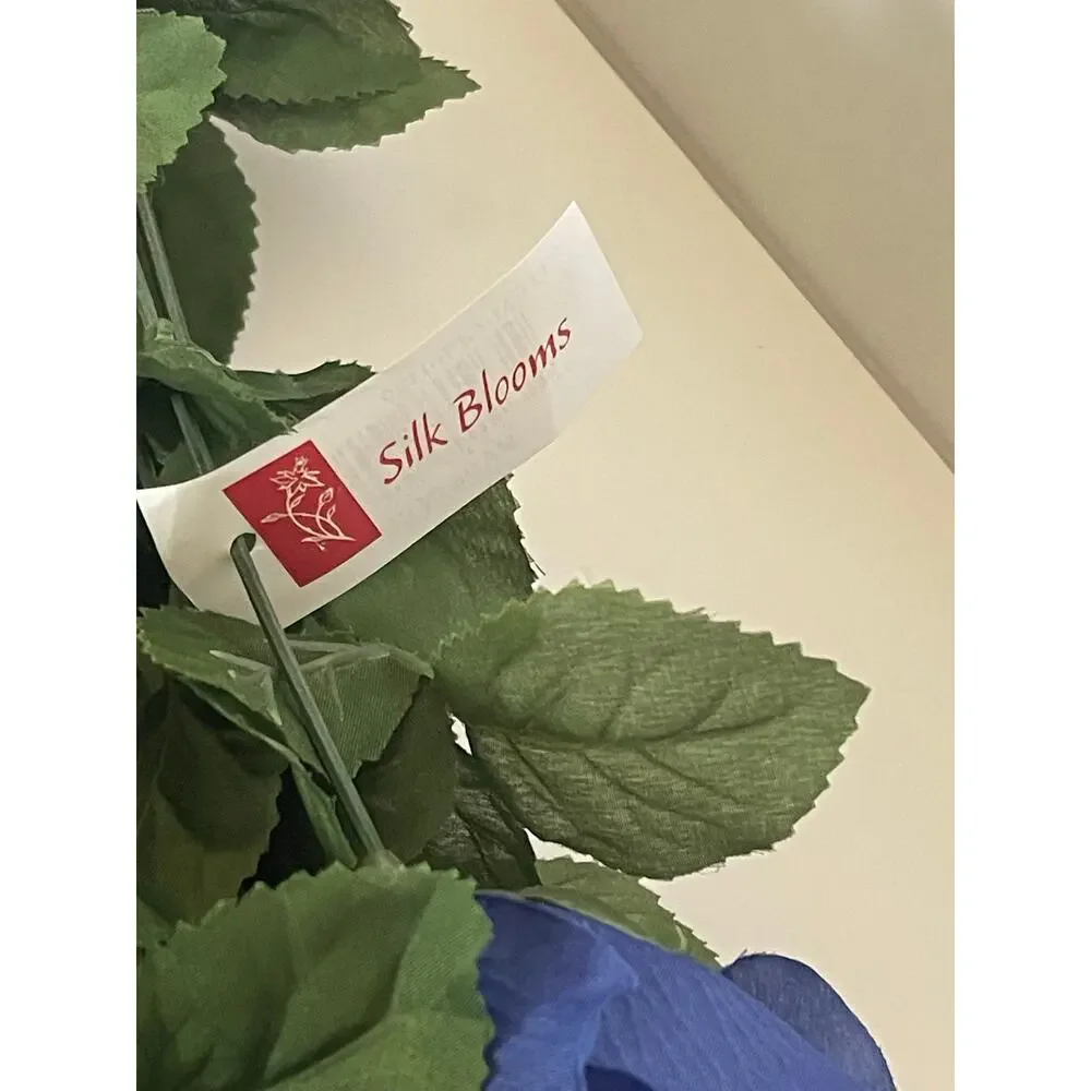 One Bush Of 24 Head Royal Blue Silk Roses